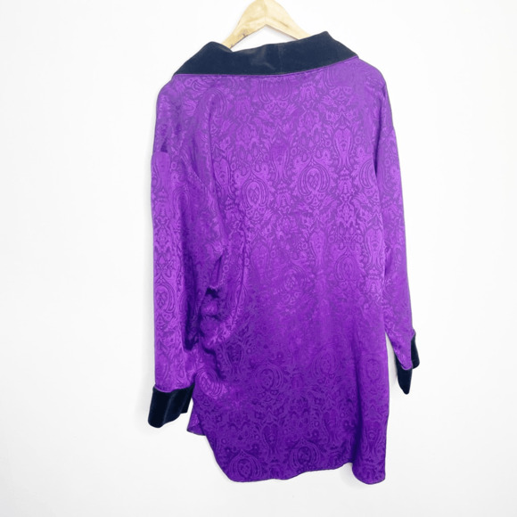 VINTAGE 90s Victoria's Secret Gold Label Paisley Purple Robe velvet womens S - Picture 6 of 6